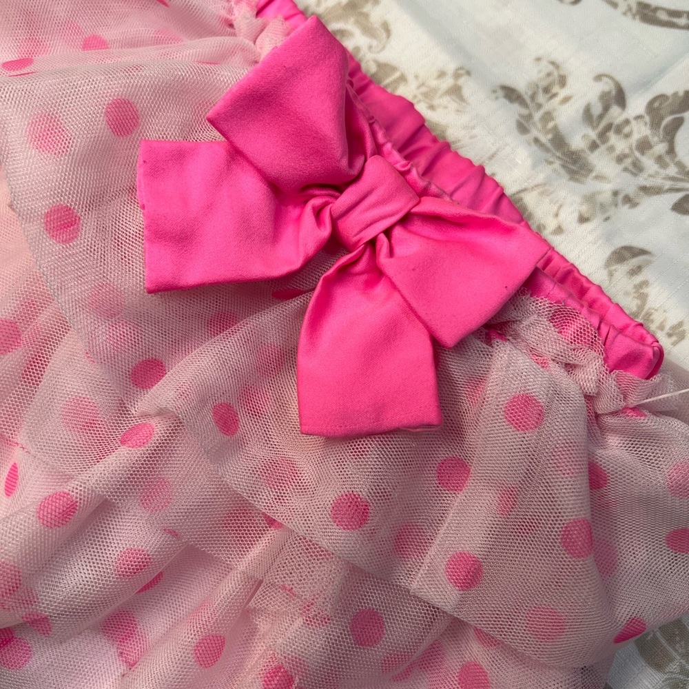 Carter's~Cute~Summer~Festive~Pink Bow & Polka Dots~Tulle Tutu Skirt~Sz 9Months